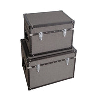Fabric Upholstered Rectangular Trunk with Nailhead Details, Gray, Set of 2 - BM205933