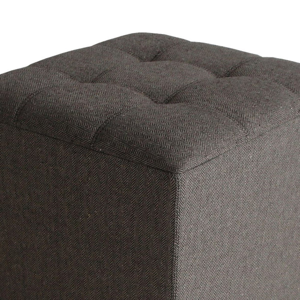 Classic Canvas Upholstered Ottoman with Button Tufting, Gray - BM205935