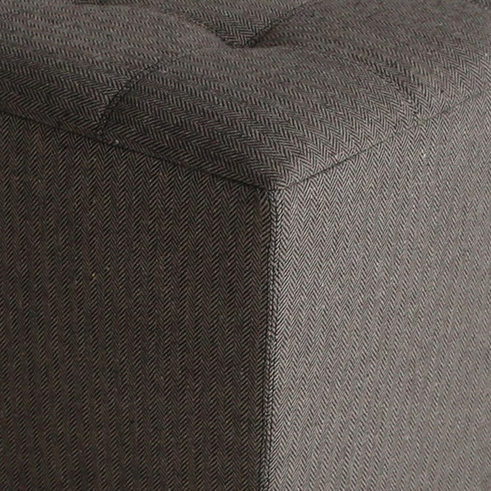 Classic Canvas Upholstered Ottoman with Button Tufting, Gray - BM205935