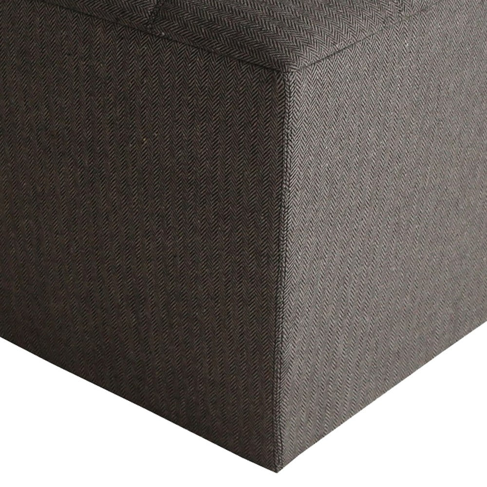 Classic Canvas Upholstered Ottoman with Button Tufting, Gray - BM205935
