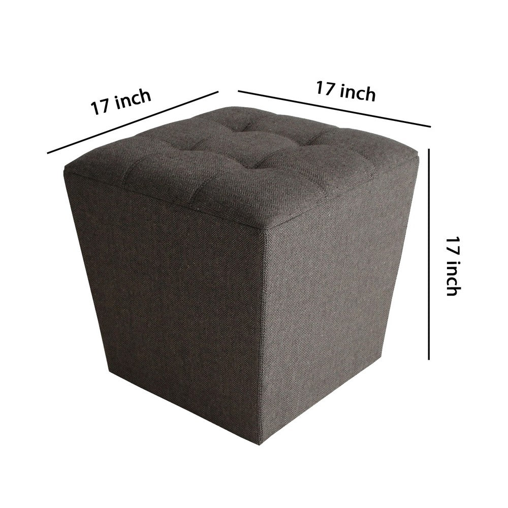 Classic Canvas Upholstered Ottoman with Button Tufting, Gray - BM205935