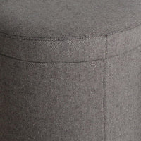 Round Storage Ottoman with Textured Fabric Upholstery, Gray - BM205936