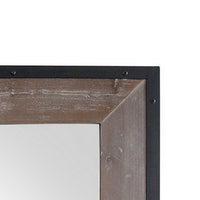 Transitional Mirror with Wooden Framing and Metal Outline, Black & Brown - BM205943
