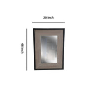 Transitional Mirror with Wooden Framing and Metal Outline, Black & Brown - BM205943