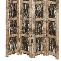 Wooden Foldable Screen with Twig Design 4 Ladder Style Panels, Brown - BM205946