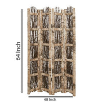Wooden Foldable Screen with Twig Design 4 Ladder Style Panels, Brown - BM205946