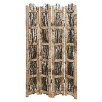 Wooden Foldable Screen with Twig Design 4 Ladder Style Panels, Brown - BM205946