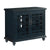 Transitional Wood and Glass TV Stand with Trellis Cabinet Front, Dark Blue - BM205972