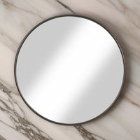 Contemporary Round Metal Framed Wall Mirror, Small, Bronze and Silver - BM205989