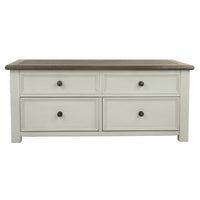 Cocktail Table With Spring Lift Top and Multiple Drawers, Brown and White - BM206155