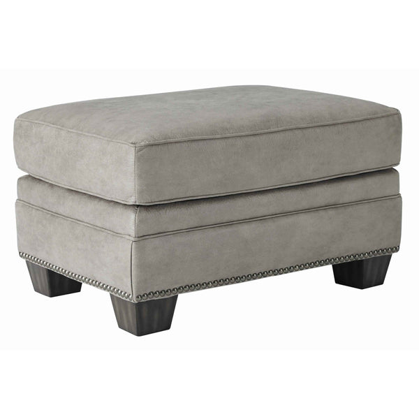 Leatherette Wooden Ottoman with Nailhead Trim Details, Gray - BM206192