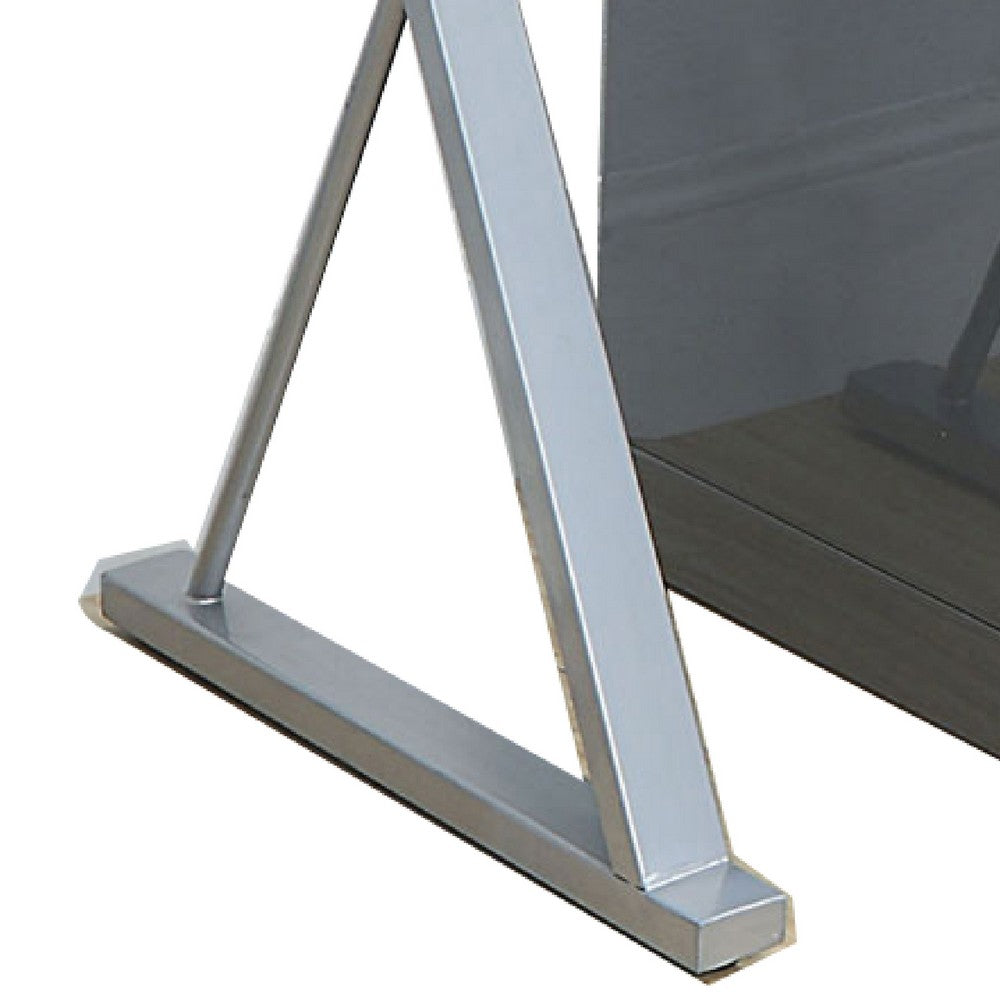 Movable Glass Top Computer Desk with X Shaped Side Panel, Gray and Clear - BM206213