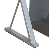 Movable Glass Top Computer Desk with X Shaped Side Panel, Gray and Clear - BM206213