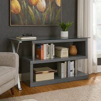 Movable Glass Top Computer Desk with X Shaped Side Panel, Gray and Clear - BM206213