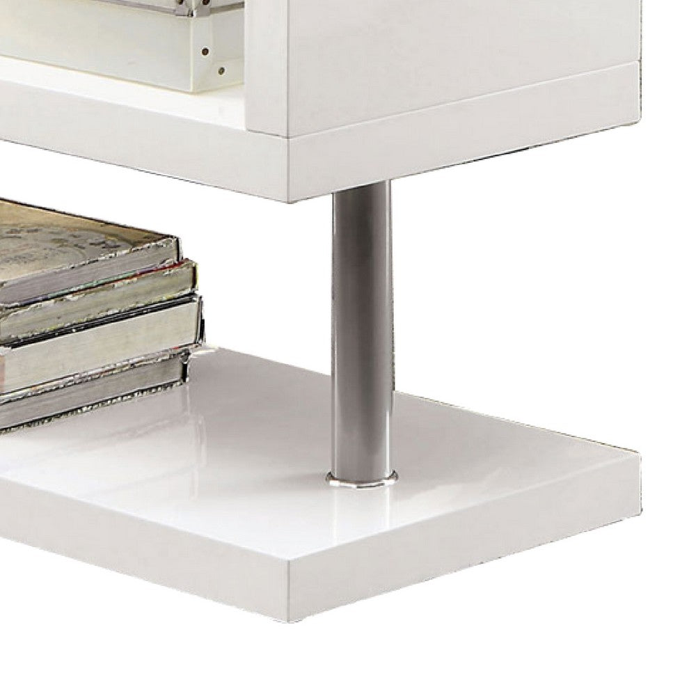 Movable Glass Top Desk with X Shaped Side Panel, White and Clear - BM206214