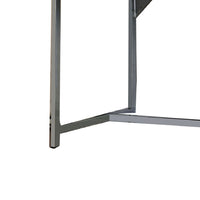 Wooden Computer Desk with 2 Drawers and Metal Frame, White and Silver - BM206236