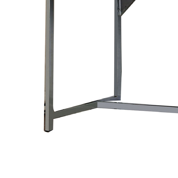 Wooden Computer Desk with 2 Drawers and Metal Frame, White and Silver - BM206236