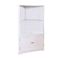 Wooden Bookshelf with 2 Open Compartments and 2 Doors in White - BM206245