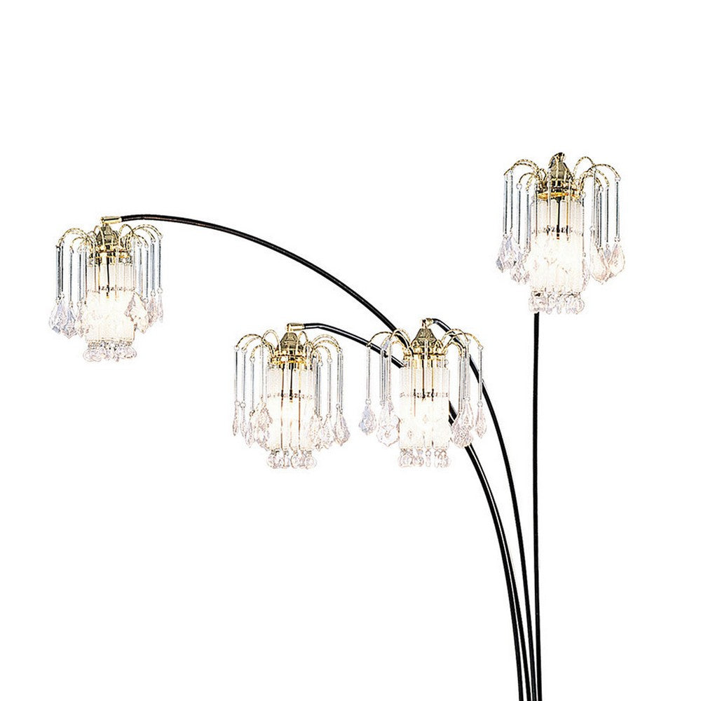 Modern Metal Arch Lamp with 4 Lights and Marble base, Gold and Black - BM206255