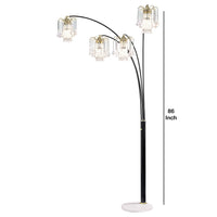 Modern Metal Arch Lamp with 4 Lights and Marble base, Gold and Black - BM206255