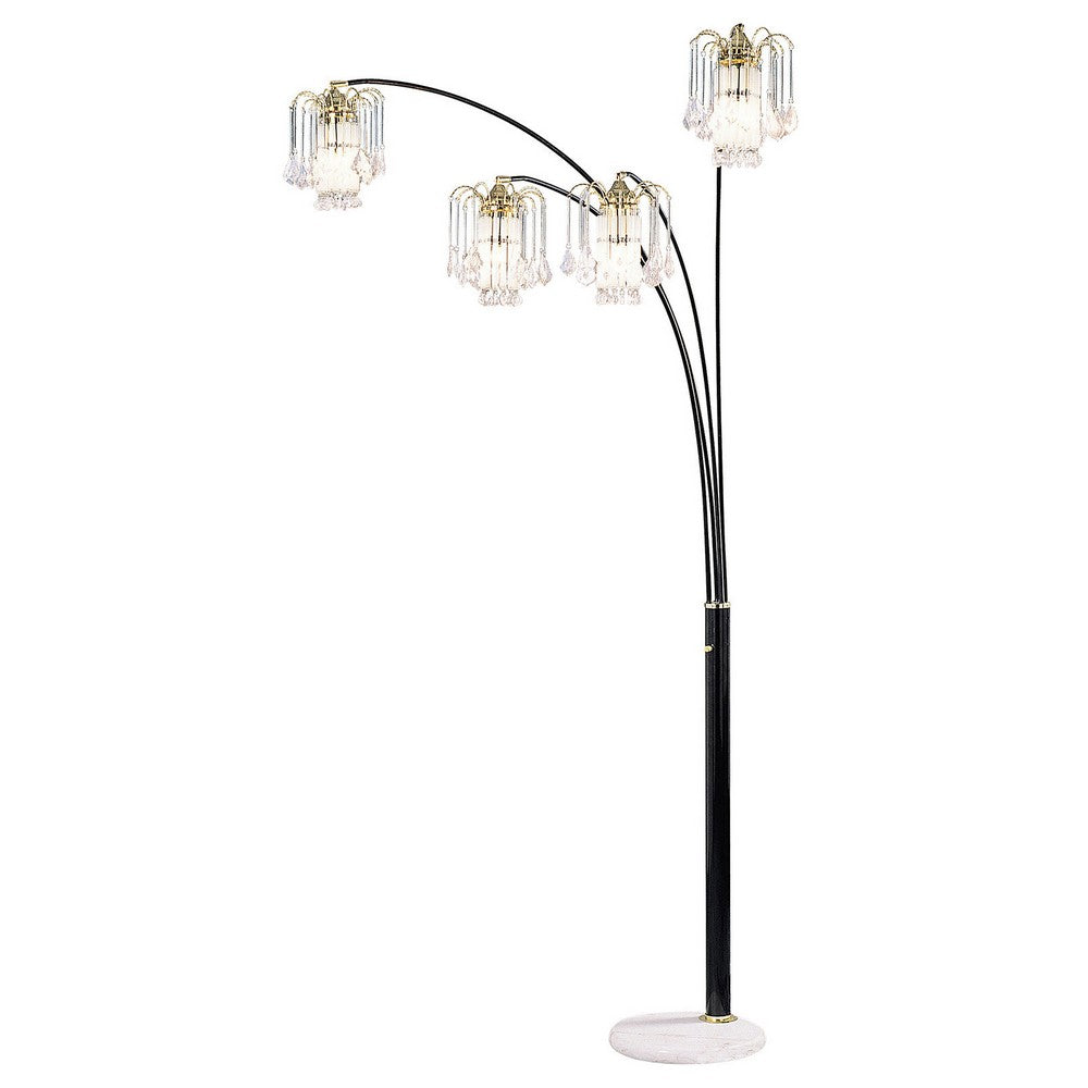 Modern Metal Arch Lamp with 4 Lights and Marble base, Gold and Black - BM206255