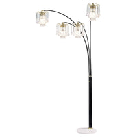 Modern Metal Arch Lamp with 4 Lights and Marble base, Gold and Black - BM206255
