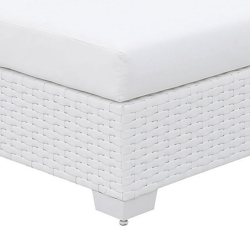 Wicker Aluminum Framed Bench with Fabric Cushion Seat, White - BM206265