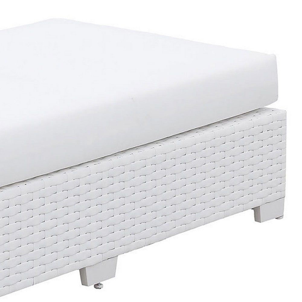 Wicker Aluminum Framed Bench with Fabric Cushion Seat, White - BM206265