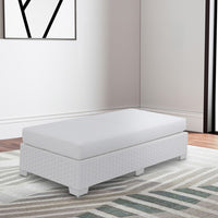 Wicker Aluminum Framed Bench with Fabric Cushion Seat, White - BM206265