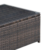 Rectangular Faux Rattan and Aluminum Coffee Table with Glass Top in Brown - BM206283