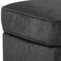 Rectangular Textured Fabric Upholstered Ottoman, Charcoal Gray - BM206318