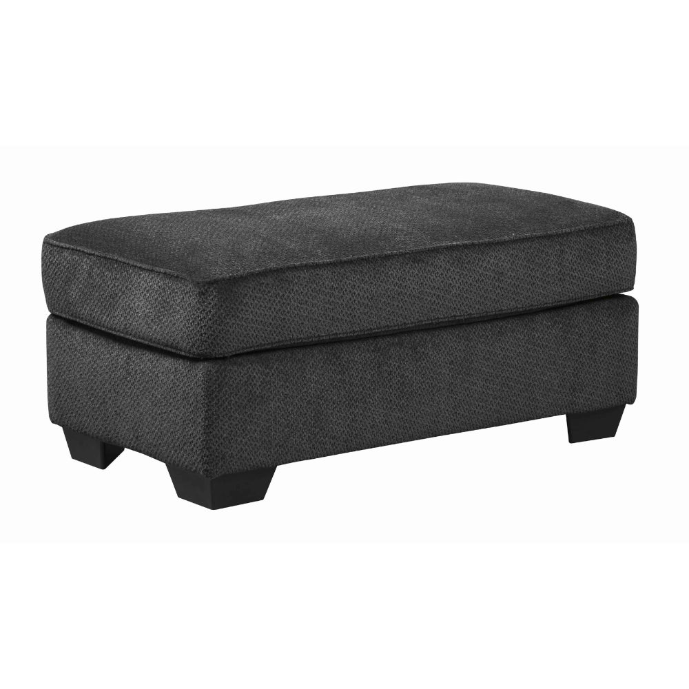 Rectangular Textured Fabric Upholstered Ottoman, Charcoal Gray - BM206318