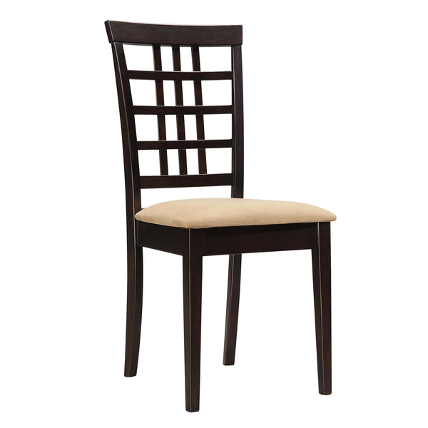 Geometric Wooden Dining Chair with Padded Seat, Set of 2, Brown and Beige - BM206495