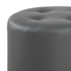 Round Leatherette Swivel Ottoman with Tufted Seat, Gray and Black - BM206528