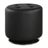 Round Leatherette Swivel Ottoman with Tufted Seat, Black - BM206529