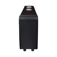 Leatherette Console with 2 Removable Metal Cup Holders, Black and Silver - BM206530