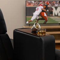 Leatherette Console with 2 Removable Metal Cup Holders, Black and Silver - BM206530