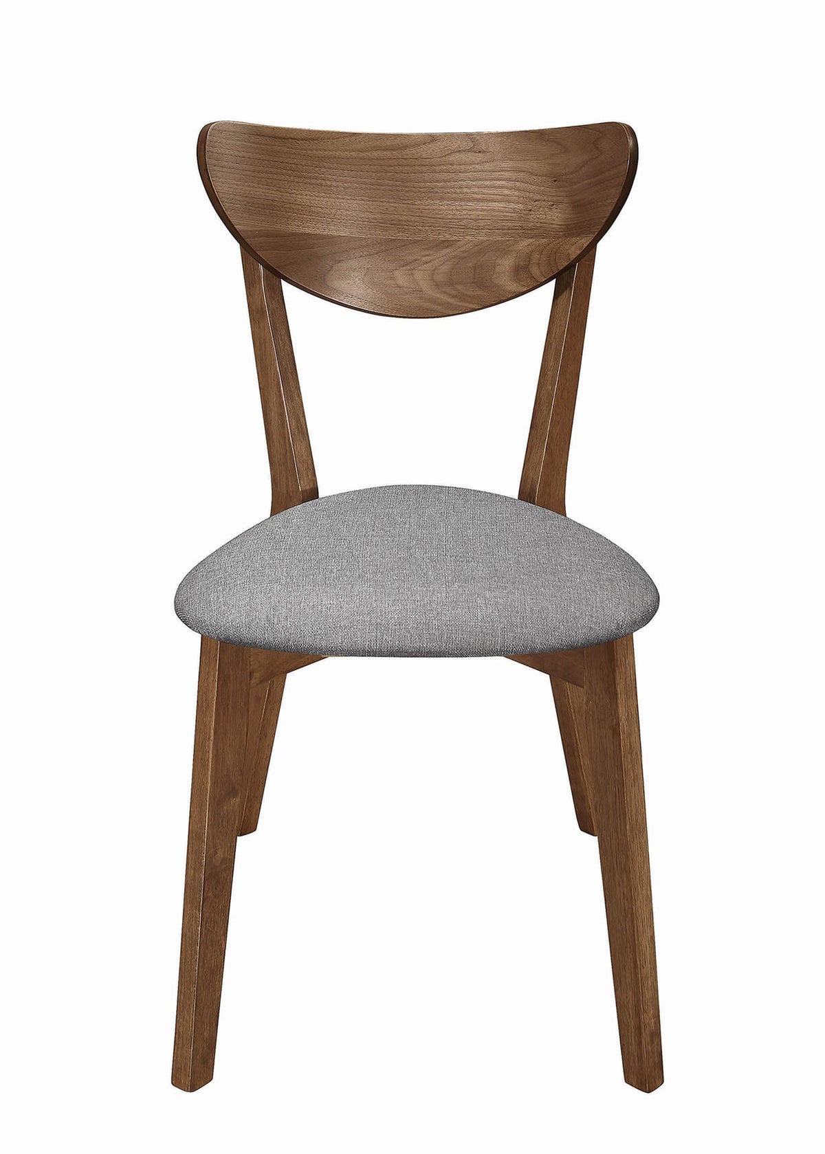 Wooden Plectrum Shape Padded Seat Dining Chair, Set of 2, Brown and Gray - BM206629