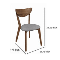 Wooden Plectrum Shape Padded Seat Dining Chair, Set of 2, Brown and Gray - BM206629