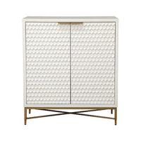 Honeycomb Design 2 Door Bar Cabinet with Metal Legs, White - BM206689