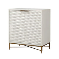 Honeycomb Design 2 Door Bar Cabinet with Metal Legs, White - BM206689