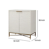 Honeycomb Design 2 Door Bar Cabinet with Metal Legs, White - BM206689