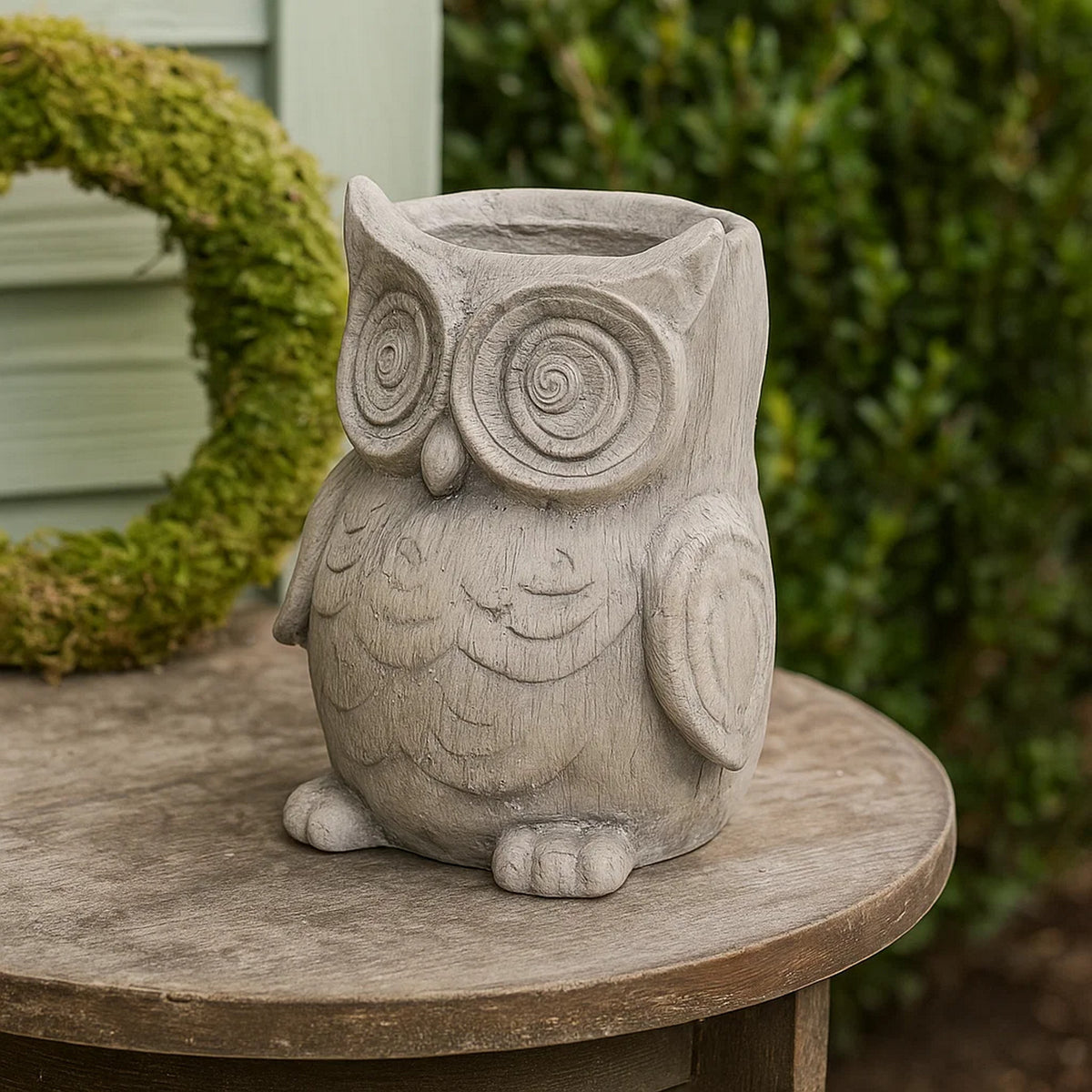 Quaint Style Magnesium Owl Figurine Planter, Taupe Brown - BM206691