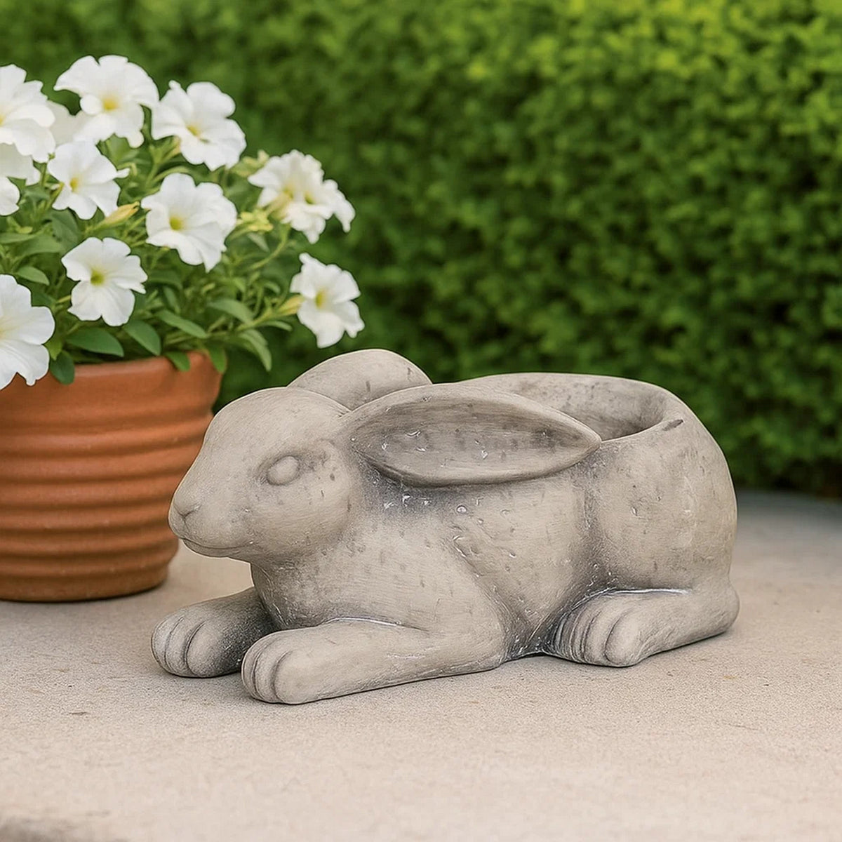 Quaint Style Magnesium Sitting Rabbit Figurine Planter, Medium, Brown - BM206695