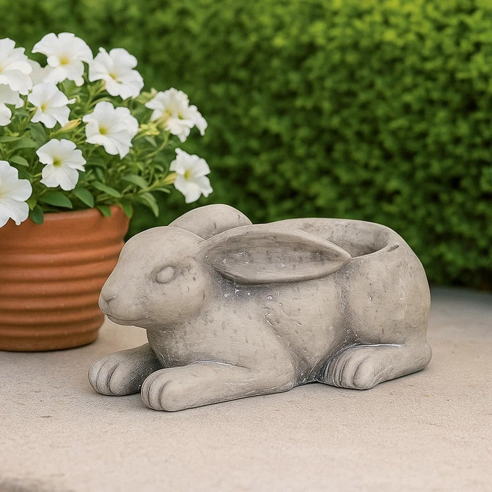 Quaint Style Magnesium Sitting Rabbit Figurine Planter, Medium, Brown - BM206695