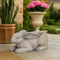 Quaint Style Magnesium Sitting Rabbit Figurine Planter, Medium, Brown - BM206695