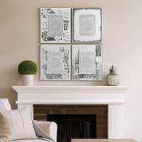 Modern Etched Wooden Photo Frames, Large, Set of 4, Silver - BM206706