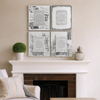 Modern Etched Wooden Photo Frames, Large, Set of 4, Silver - BM206706