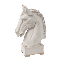 Transitional Style Ceramic Horse Head Decor Piece, Large, Beige - BM206726
