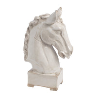 Transitional Style Ceramic Horse Head Decor Piece, Large, Beige - BM206726